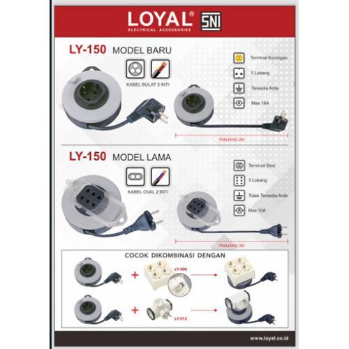 Loyal Ly-150 Mini Kabel Rol Roll Travel Colokan Listrik 3 Lubang 3M