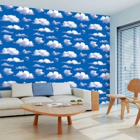 "New" Wallpaper Stiker Plafon Atap Rumah Motif AWAN BIRU LANGIT Bahan Kertas Pvc