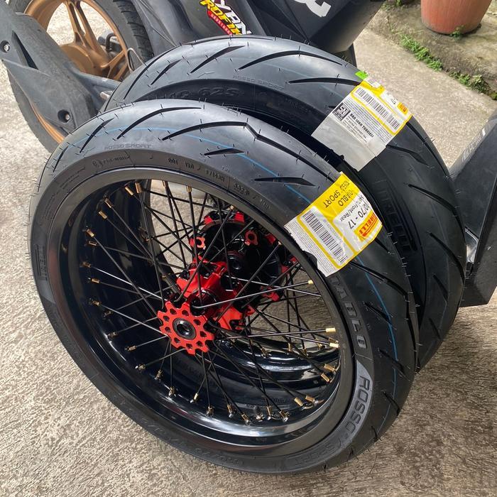 RODA SUPERMOTO CRF 300 350 BAN PIRELLI 110 130
