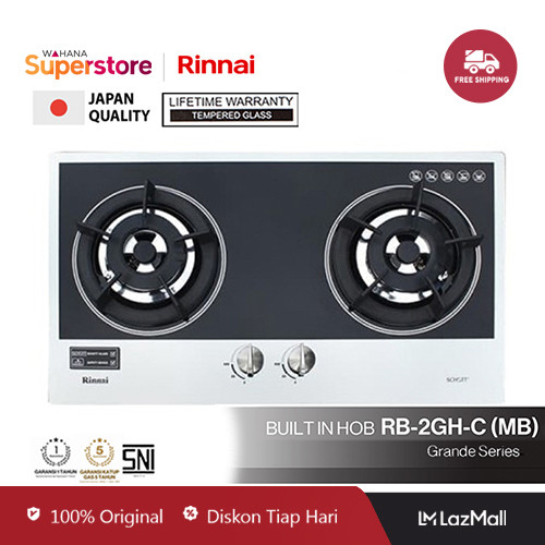 Rinnai Kompor Tanam 2 Tungku Grande - RB2GH MB |  RB-2GH (MB) |  RB-2GH-C (MB)