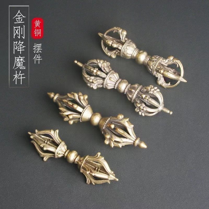 Tibetan Tantrism magic tool, nine legged Vajra pestle, Nepal handmade copper silvered articles,