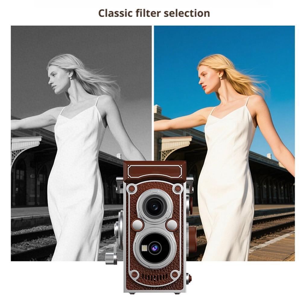 Mini CCD Camera Retro Simulated Twin Lens Reflex Camera Portable Student Gift Home Decorative