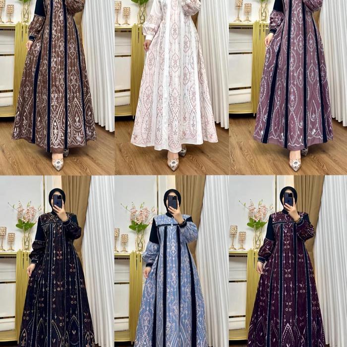 Luxiana Dress Anggun Dan Elegan Gamis Kondangan Katun Bordir