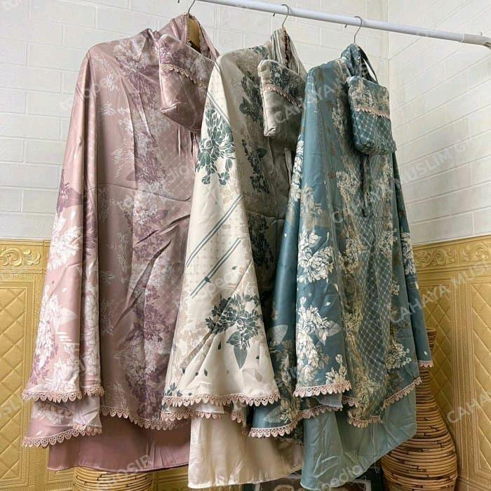 Mukena Jumbo Silk Satin 2 In 1 / Mukena Travel Dewasa Nyaman Wanita Renda Muslim Silky Mewah Mukenah