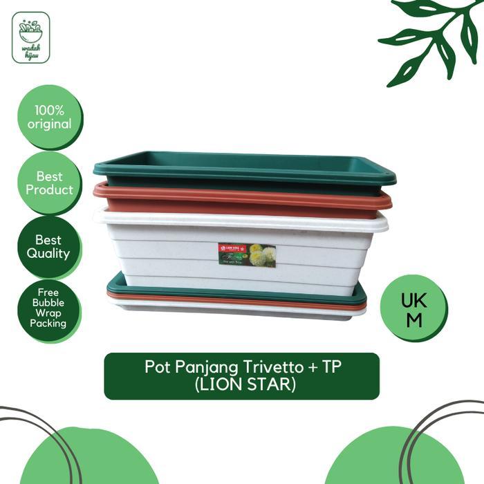 Pot Bunga Panjang Trivetto + Tatakan Pot Uk M / Lion Star