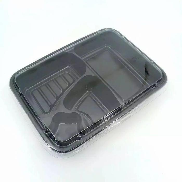 Tray Bento/Mika Bento/Box Bento/ Bento Sekat 4 + Tutup Bening @50Pcs