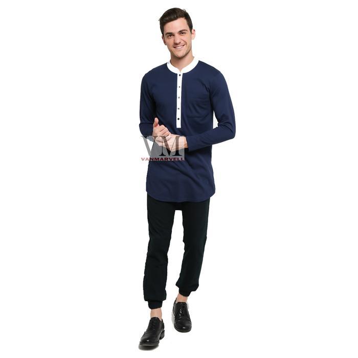 Vm Gamis Biru Dongker Gamis Jumbo Gamis Pria Baju Koko Polos