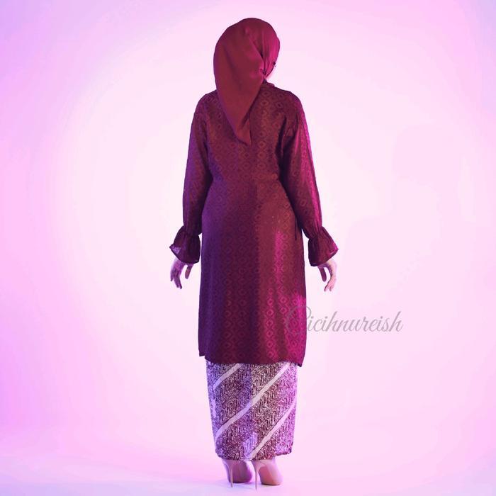 Kaluna Tunik Kebaya Batik Viscose Modern, Atasan Kebaya Polos Rok Lilit Batik Wisuda Remaja Style