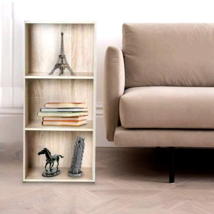Rak Buku 3 Susun Minimalis Serbaguna Untuk Pajangan Atau Penyimpanan Barang - Furniture Pojok Baca