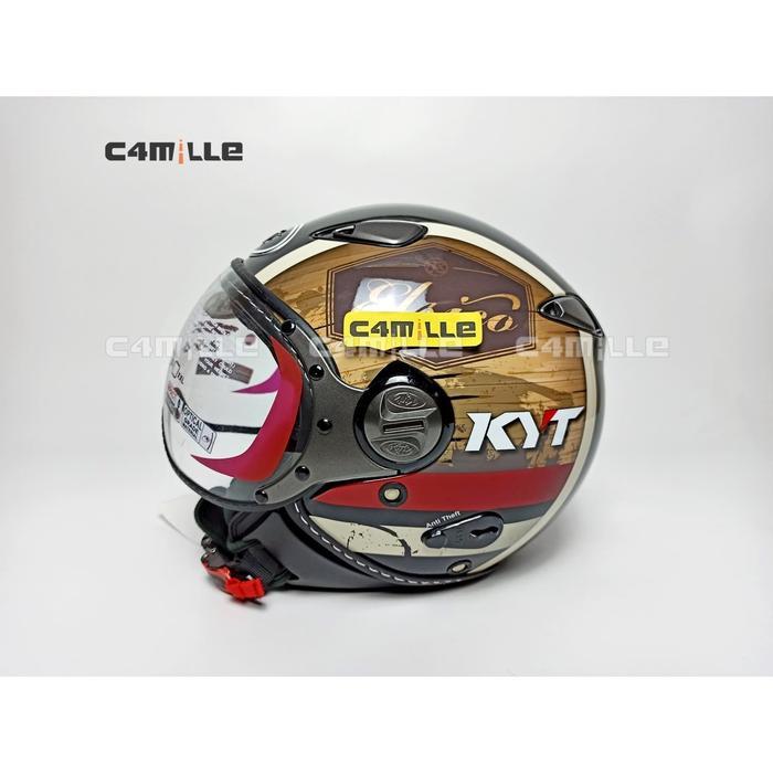 HELM KYT ELSICO RETRO PILOT MOTIF 4 BLACK CREAM