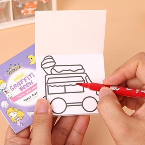 Buku Mewarnai Mini Portabel untuk Balita, Buku Gambar & Catatan Lucu Anak Usia Dini