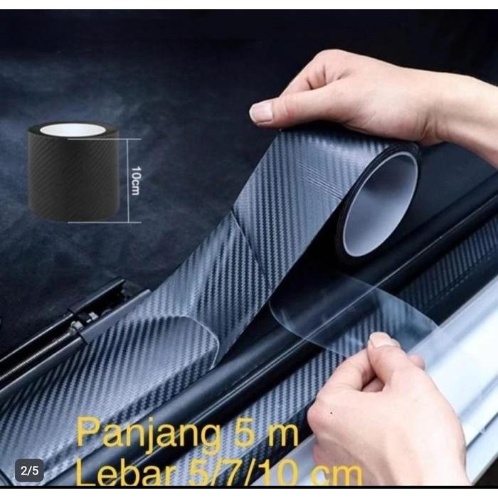 Stiker Karbon Mobil-Stiker Pijakan Pintu Mobil-Stiker Bemper Mobil- 3D Nano Karbon Anti Gores