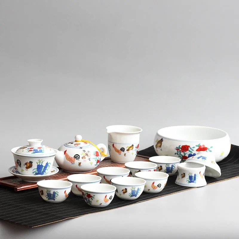 Chinese Kung Fu Tea Set, Ceramic Teaware, Practical Household Tea Services, Pot And Cup, Chinese