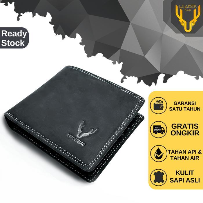Eiger Wallet - Dompet Pendek Pria Kulit Sapi Asli Warna Hitam Terbaru Wallet Kartu Lipat Cowok Keren