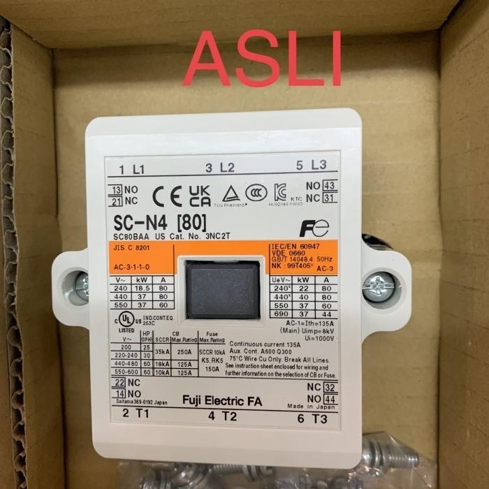 Contactor Kontaktor Fuji 80A Sc-N4 Scn4 Sc-4N Sc 4N Coil 110,220,380 Vac Fuji Electric