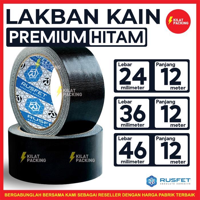Lakban Kain Hitam 2" Inch Rusfet Cloth Tape 48mm