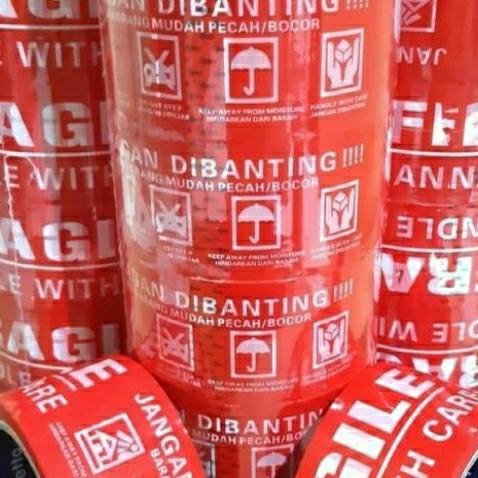"New" Opp Lakban tape solasi isolasi Fragile merah 2 Inch bukan Warna putih
