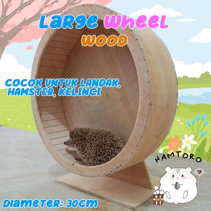Large Wheel Kincir Kayu Besar 30Cm Mainan Landak Mini, Sugar Glider, Hamster