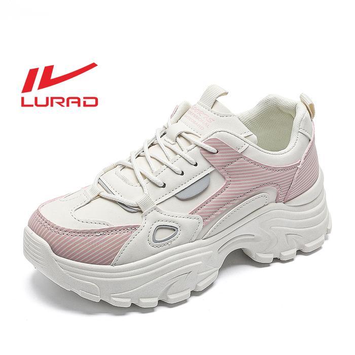Aerostreet.Shoes - Lurad Sepatu Wedges Wanita Warna Soft Polos Pink Sneakers Cewek Sol Empuk Hangout