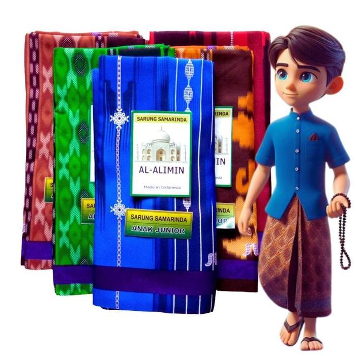 Al-Alimin Sarung Samarinda Anak Junior Size 85Cmx100Cm Untuk Anak Sd-Smp Kain Motif Samarinda 210