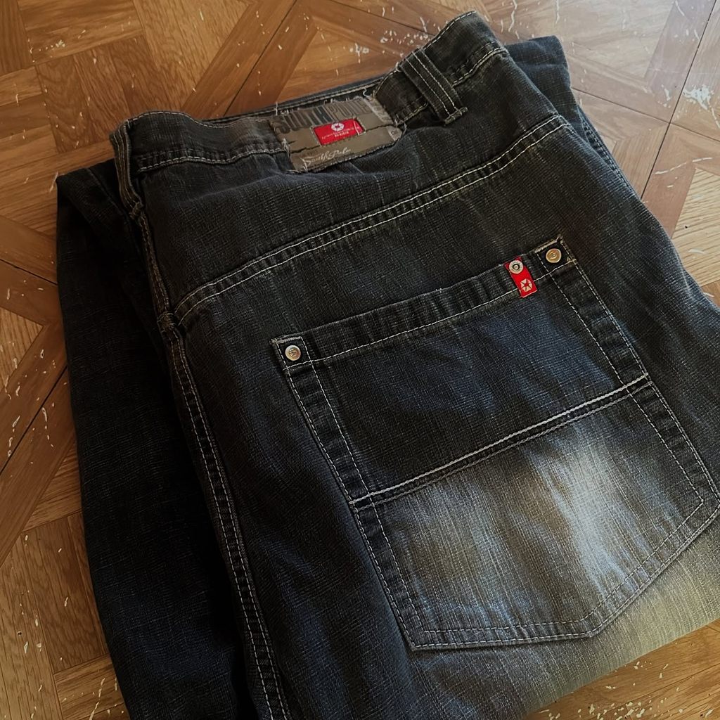 Vintage Southpole Women's Jeans Y2K Selling Popular Hip-Hop Washed and Ground White Baggy Gothic