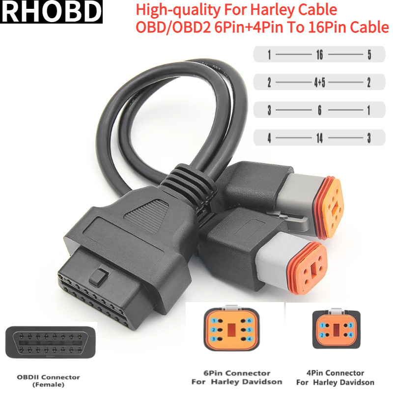 Direct Sales for Harley Davidson Motorcycle 6Pin 4Pin Two-in-one To Adapter OBD2 Diagnostic Scanner 