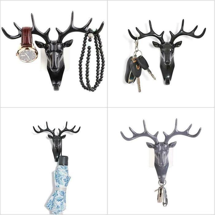 "New" Hanger Gantungan Kunci Dinding Tanduk Rusa Doe Deer Key Hooks Stand Hook Dekorasi Pajangan