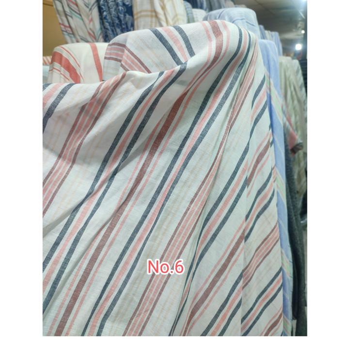Kain / Bahan Linen Rami salur / Bahan linen salur salur (hrg 0.5 mtr)