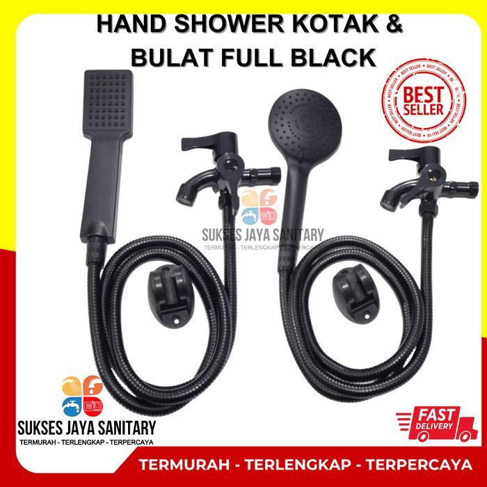 Toto - Paket Hand Shower Kotak Bulat Hitam Handshower Mandi Set Semprotan Sower Mandi Dan Kran
