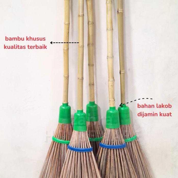 Sapu Lidi Halaman Tebal Gepeng Sapu Taman Rumput Gagang Bambu Sapu Lidi Kasur Jumbo Besar Lidi Taman