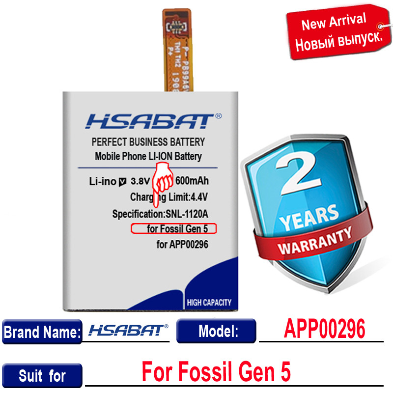 Top Brand 100% New 600mAh APP00296 Battery for Apack Fossil Gen 5 /Fossil Julianna HR FTW6035