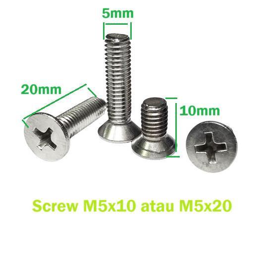 Baud Screw Metal M5x10 M5x20 M5 5mm 10mm 20mm obeng plus Putih