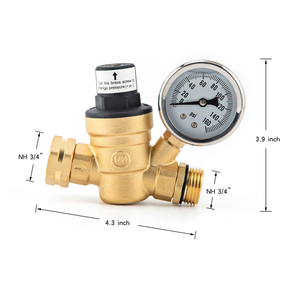 Water Pressure Regulator Valve Lead-Free Brass Adjustable Water Pressure Regulator Reducer with