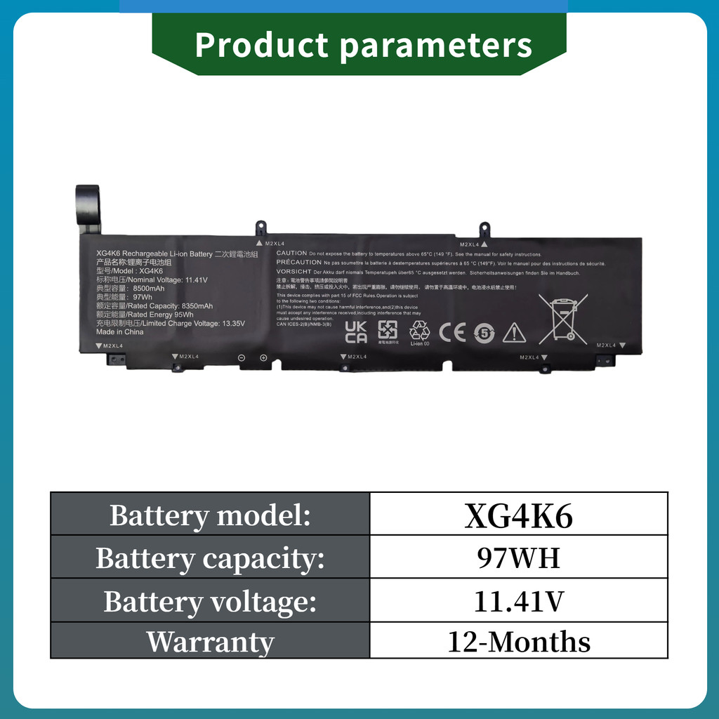 Factory Direct new XG4K6 Notebook Battery for Dell XPS 17 9700 9710 9720 9730 Precision 5750 5760