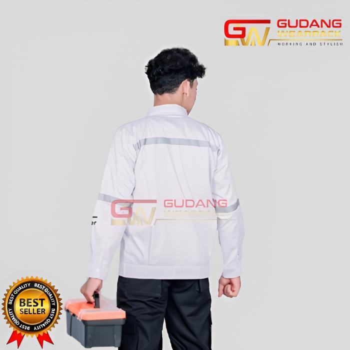Wearpack Kerja Atasan Lengan Panjang Warna Putih Polos