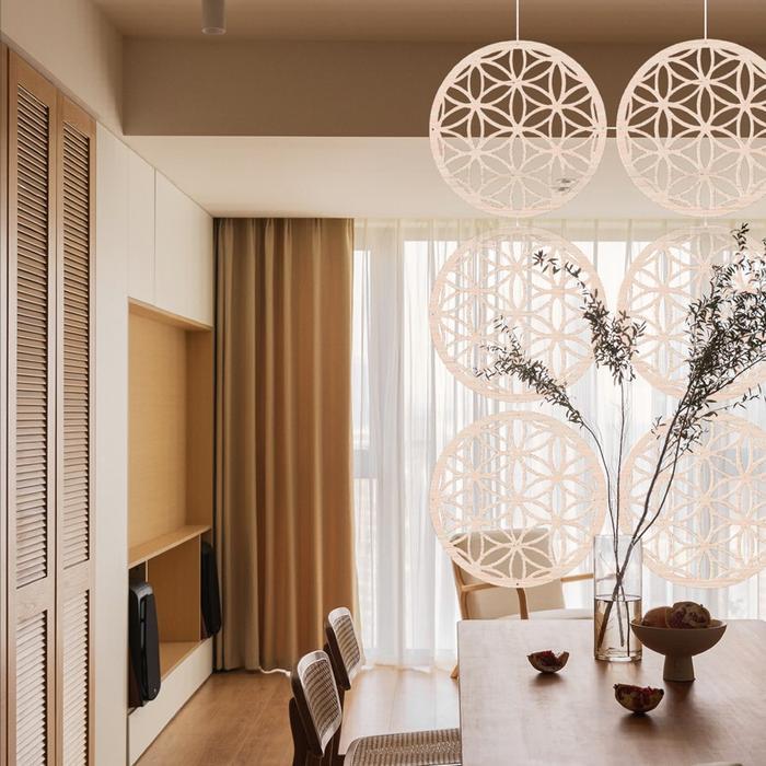 Sekat Pembatas Ruangan Gantung Kayu Circle Partisi Tirai Kayu Circle Aesthetic