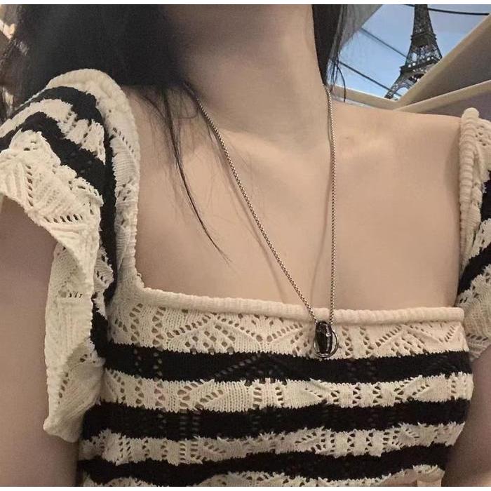 ser Kalung titanium wanita anti karat / Kalung cowok keren / Kalung cincin korea couple kalung