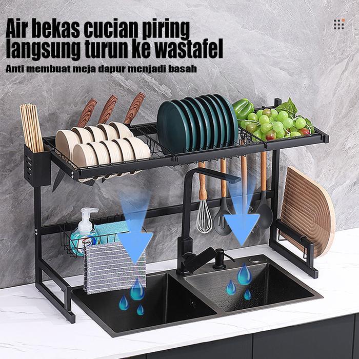 Rak Piring Sink Rack Stainless Steel Kitchen Storage Rack Dish Dryer Kitchen Dish washing Rack