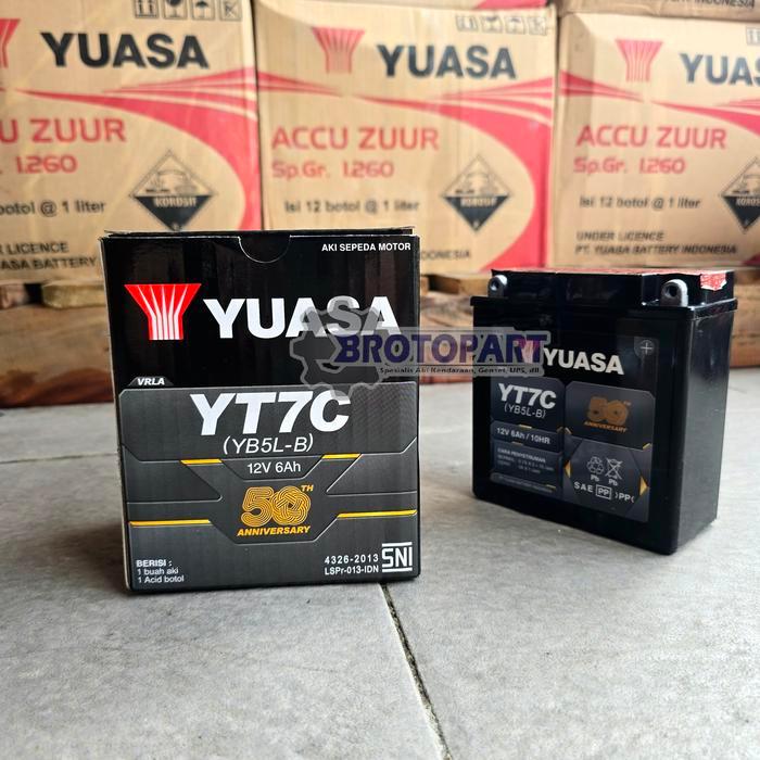 Aki Motor Mio Smile Sporty Accu Kering Yuasa Yt7C Mf 6Ah