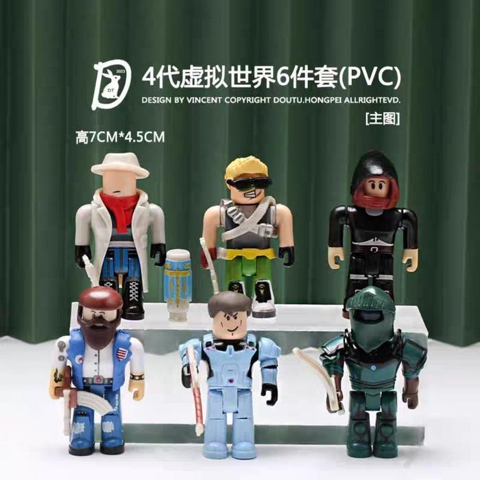 Action Figure Roblox Set 6 Q-Clash Six Figures Mainan Brick Topper Terlaris 0326