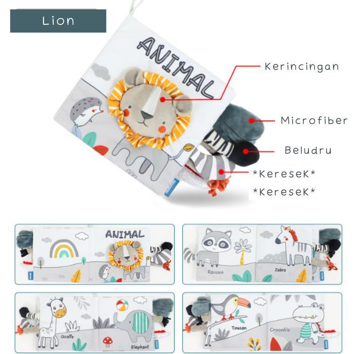 Soft Busy Book Buku Montessori Kain Tekstur Ekor Binatang Newborn Baby