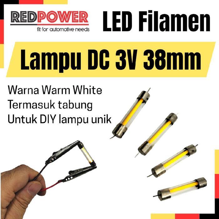 Lampu LED filamen DC 3V 38mm filament 3 V volt 38mm termasuk tabung DIY untuk antik estetik