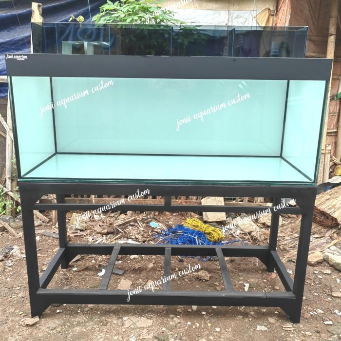 aquarium 150x60x50 10mm ful stiker oracal putih set filter kaca &tutup