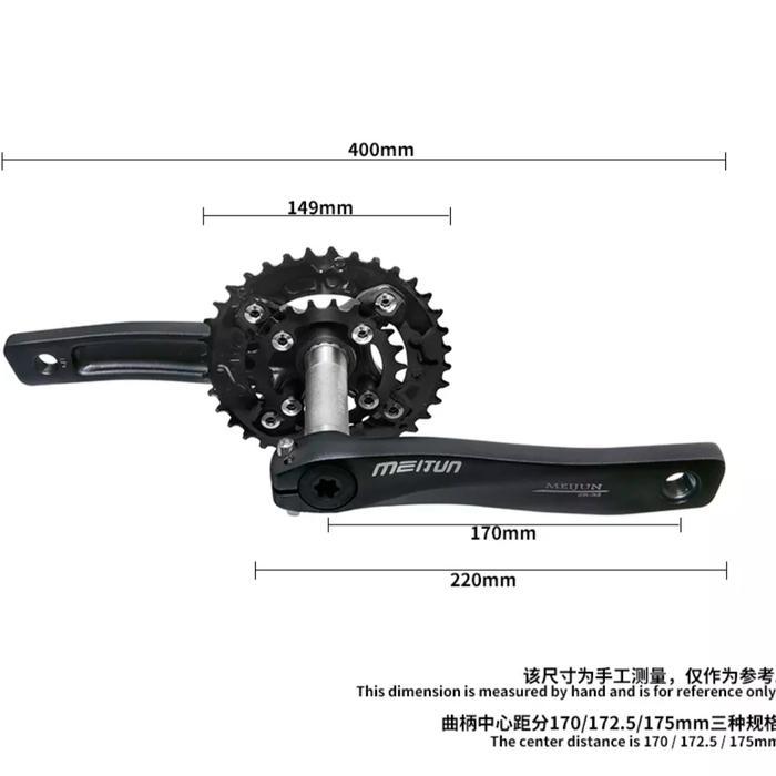Meijun Crankset Doubel ainring Crank Arm HT2 Sepeda MTB Road