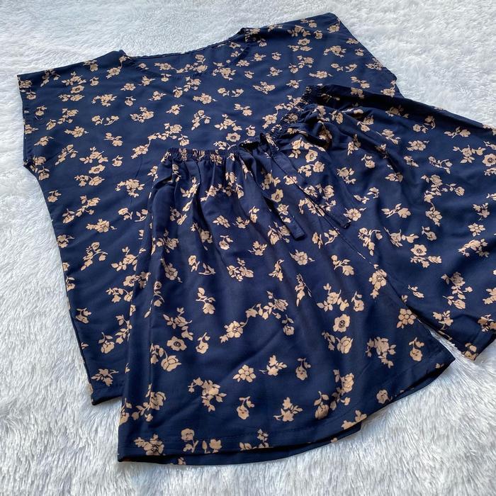 Setelan Baby Doll Piyama Wanita Rayon Celana Pendek Oneset Rayon Baju Tidur Motif Pasti Diskon