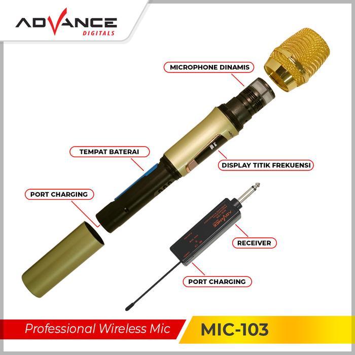 Premium Mic103 Advance Microphone Mic Wireless Single Mikrofon Mik Original
