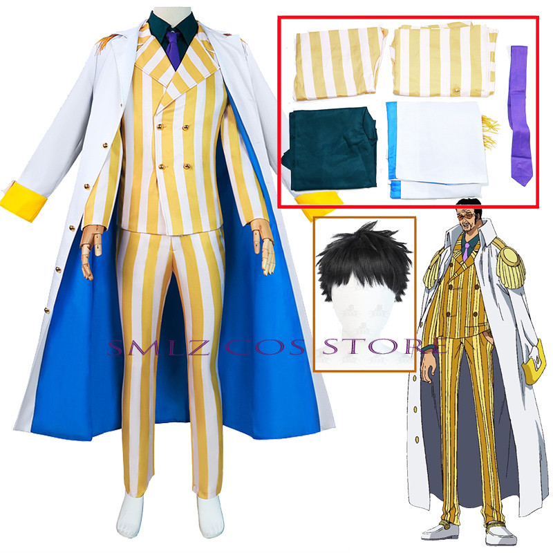 Anime Borsalino Cosplay Costume Admiral Kizaru Cloak And Uniform Suit Halloween Navy General