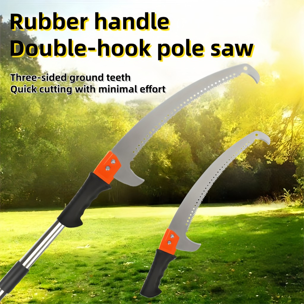 Extended double-hook aerial saw, multi-functional garden pruning saw, telescopic fruit tree pruning