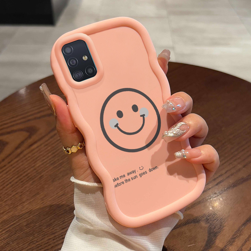 Casing Hp Untuk Samsung A51 M40s Case Emoji senyum Gelombang Cesing Kesing Hitam Silikon Anti Kasing