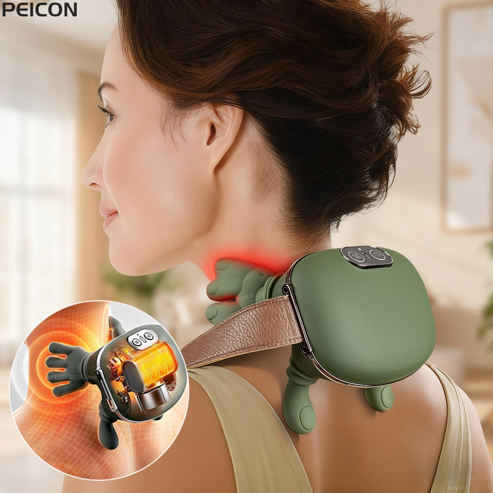 Neck Massager Electric Muscle Massager Heating Cervical Neck Massager Neck Pain Relief Portable Neck